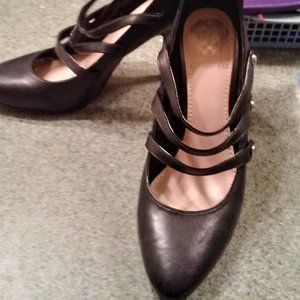 Vince Camuto Black Leather Stilletto Pumps